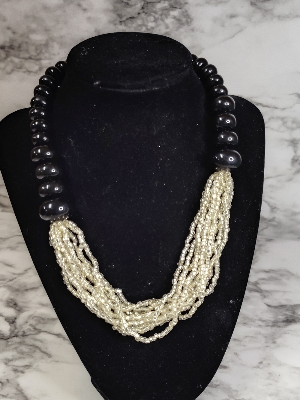 Statement Two-Tone Beaded Necklac
